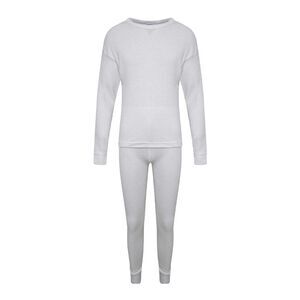 K Collection Childrens/Kids Long-Sleeved Thermal Base Layers Set / White
